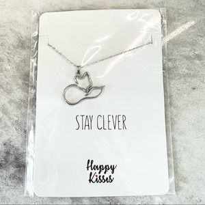 Happy Kisses Fox Necklace Stay Clever Pendant Cute Charm Gift For Fox Lover